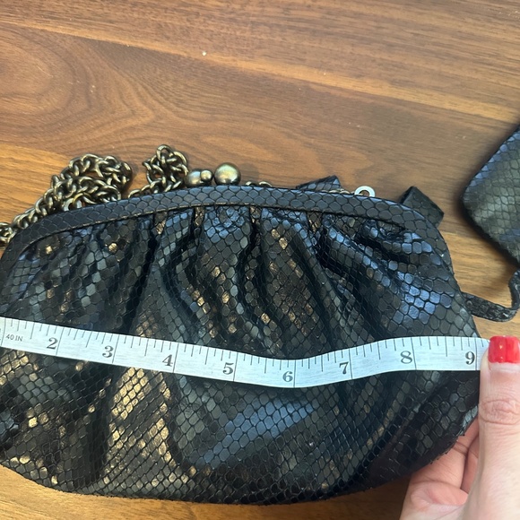 Isabella Fiore Black Snake-Embossed Evening Bag + Matching Pouch - Picture 10 of 13
